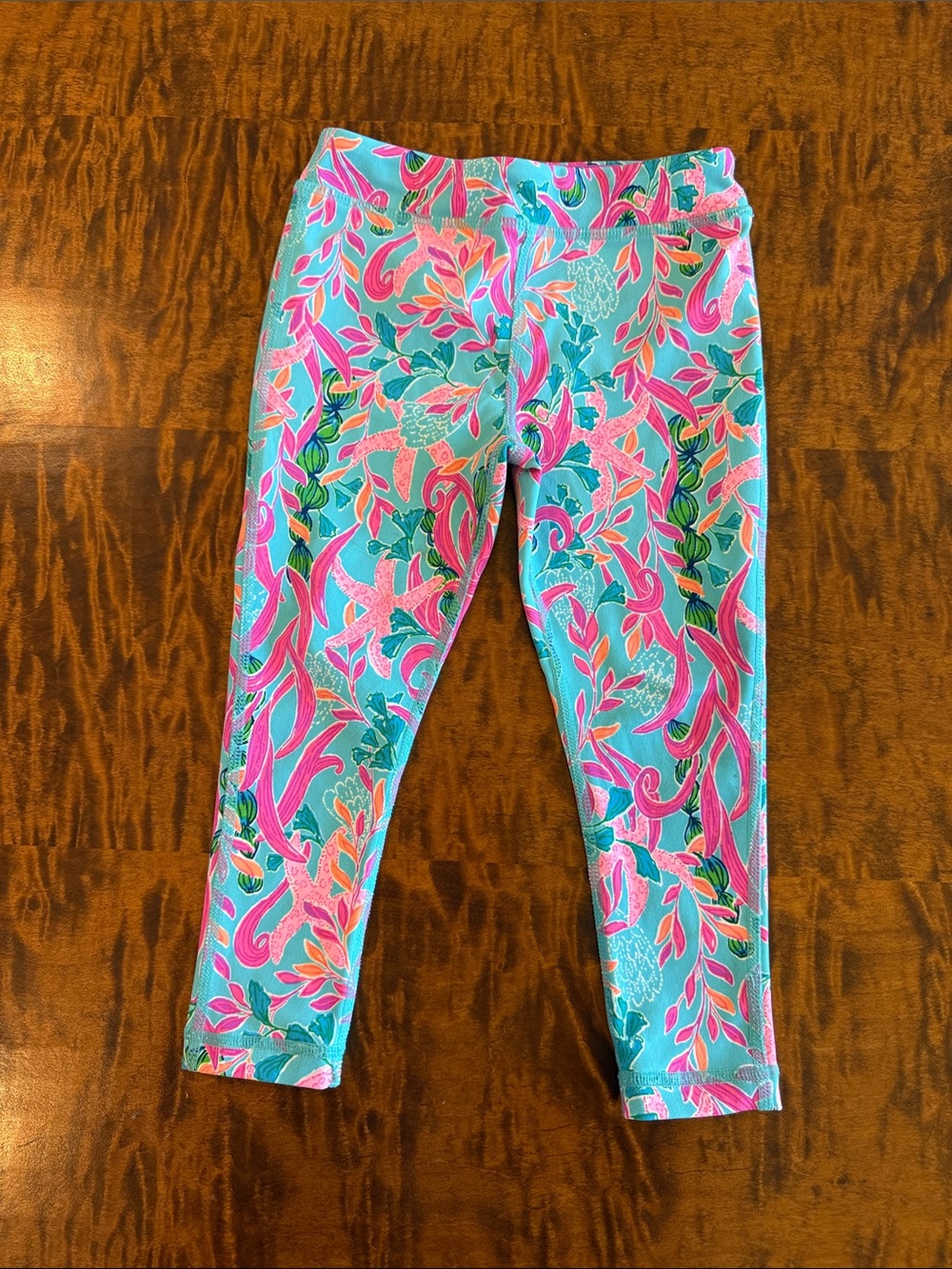Lilly Pulitzer Aqua & Pink Floral Leggings